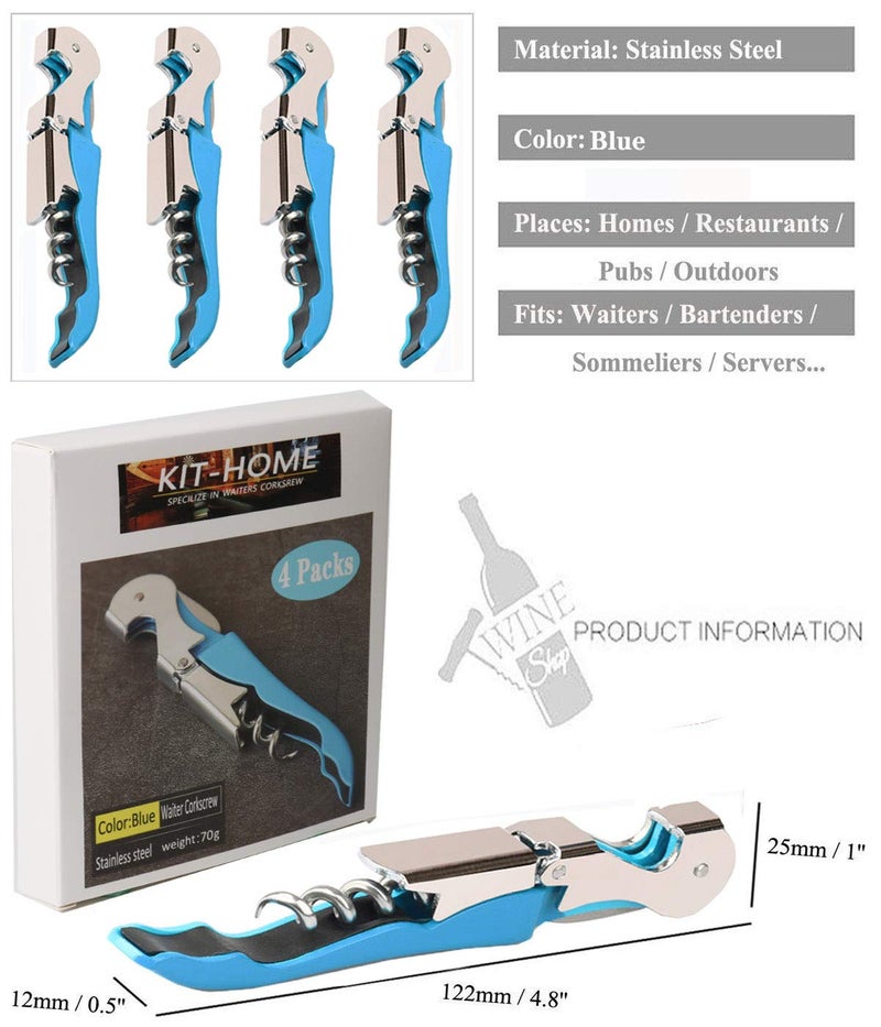 Kit-Home Professional Waiter Corkscrew Wine Openers Set, Heavy Duty Stainless Steel Hinges Wine Key for Restaurant Waiters, Sommelier, Bartenders - Image 5